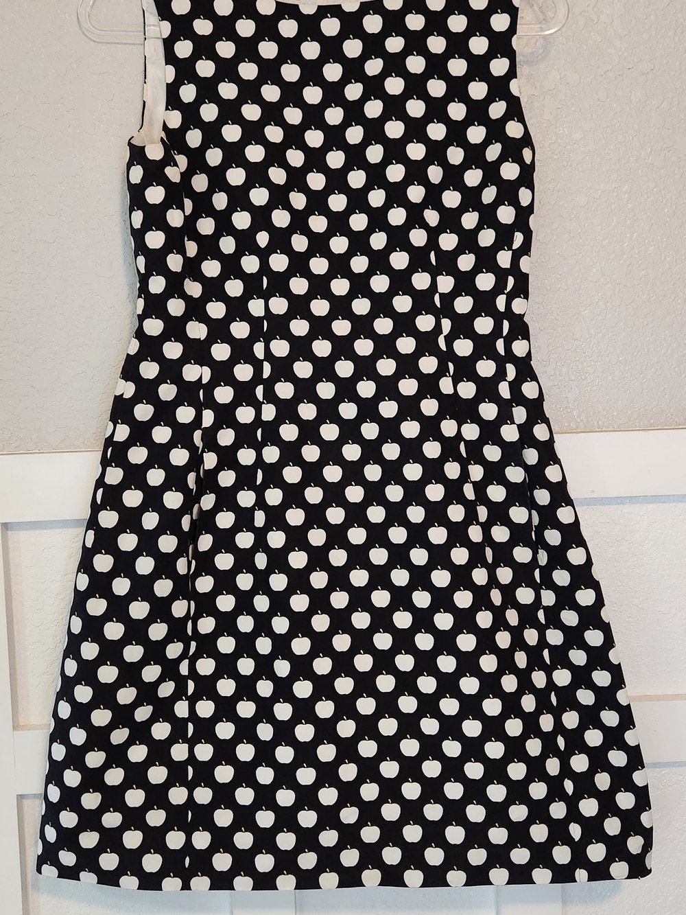 kate spade Black Sleeveless Shift Dress with White Apple Print